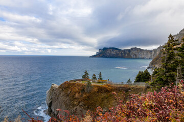 Cap Bon Ami offers breathtaking views of cliffs and ocean on the Gaspesie Peninsula in Quebec, Canada.