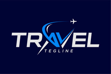 Modern travel logo design with a stylized airplane icon. © syifa