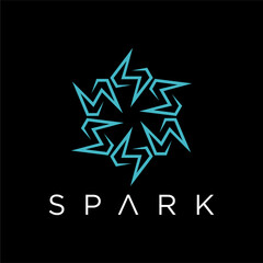 Spark Logo Design with Lightning Bolt Pattern.