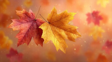 Fototapeta premium Maple symphony: embrace the colors of fall. Poster illustration.
