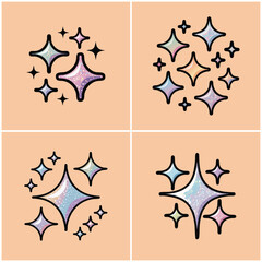 Sparkling stars with transparent background 90s Culture