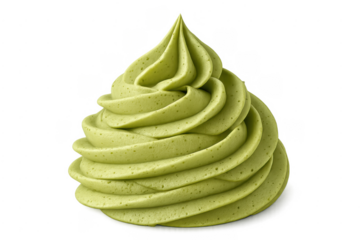 Green matcha swirl soft serve cream on transparent background