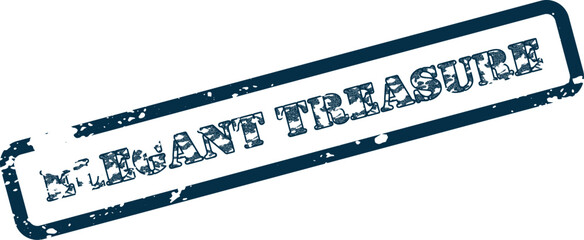 Classic distressed rubber stamp impression featuring Elegant Treasure phrase for cherished item labels