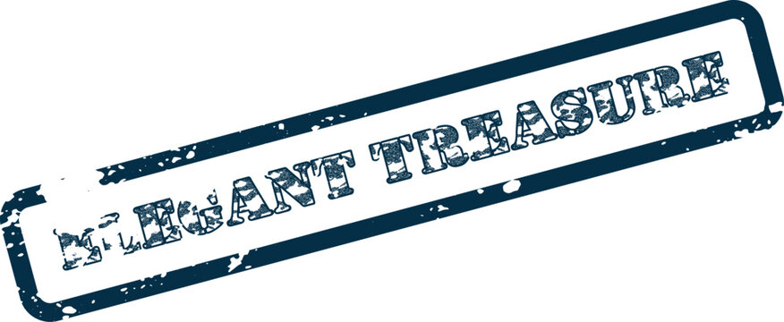 Classic distressed rubber stamp impression featuring Elegant Treasure phrase for cherished item labels