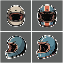 Motorcycle helmets collection with transparent background Biker Culture