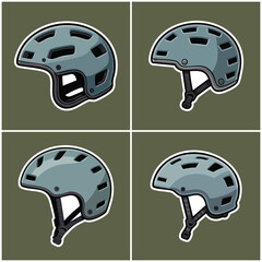 Protective helmets set with transparent background Street Rider Culture