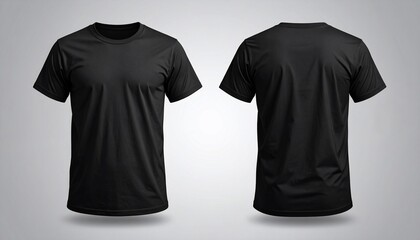 Front and back view of a blank black t-shirt mockup for design or branding