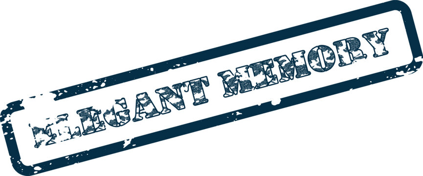 An Elegant Memory rubber stamp design with a textured blue ink impression