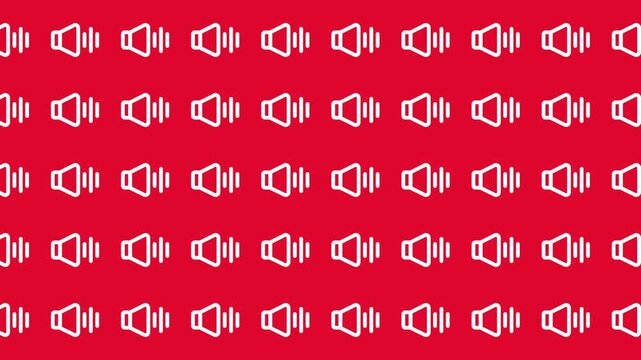 White speaker icons on red background, perfect for audiorelated designs, music apps, podcast graphics, technology presentations, and creative concepts.