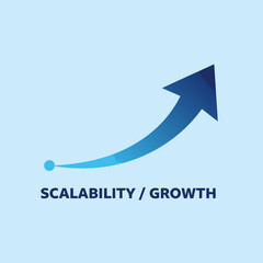 Vector icon of an upward growth line starting from a small point to a large point, symbolizing 'Scalability/Growth'. Gradient color use.