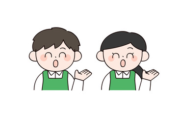 スーパーの店員イメージの男女イラスト