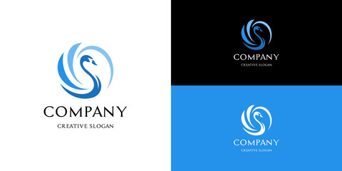 Premium Elegant Icon Symbol Design Swan Circle Logo Template Vector Illustration © EndR_ID