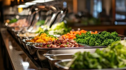 Delicious Buffet Food Display with Various Dishes