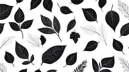 Black and White Leaf Pattern Background