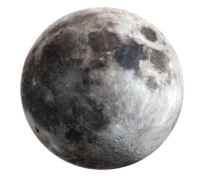 Full moon shines, grayscale textured surface, impact craters detailed