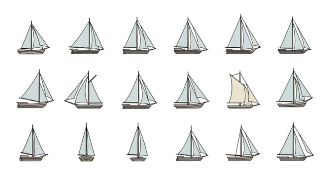 Diagram of various sailing rig types, including sloop, cutter, yawl, ketch, and schooner.