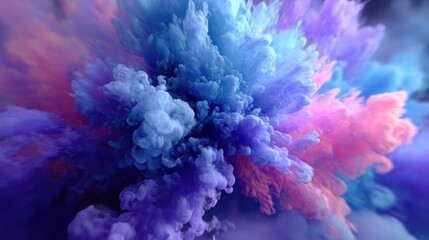 Fototapeta premium Abstract explosion of colorful powder dynamic shapes and cloud like formations