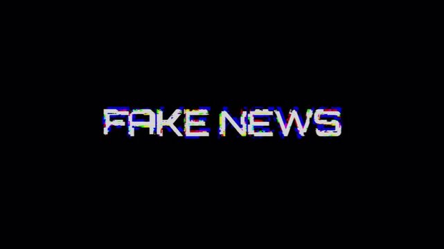 Fake news glitch graphic for social media posts, articles, manipulated information for awareness campaigns. Alpha Channel