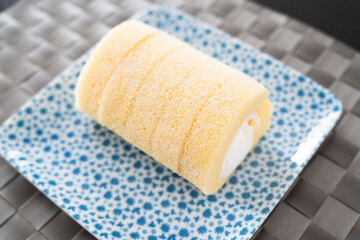 断面が美しいふわふわロールケーキの寄り
