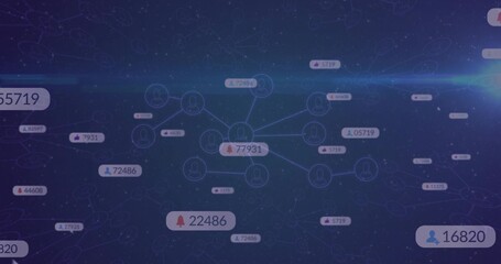 Displaying central bright cluster linking nodes on dashboard, with pill tags, icons, light flare