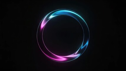 Stunning glowing neon circle animation on black, perfect for modern tech intro or futuristic design - Powered by Adobe