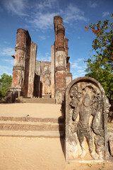 The ancient Buddhist archeological structure known as Lankathilaka  in the city of Polonnaruwa. 