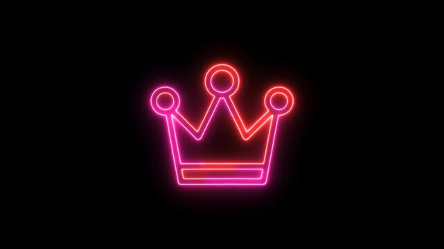 A glowing neon crown icon, outlined in pink and red, is positioned against a alpha channel transparency