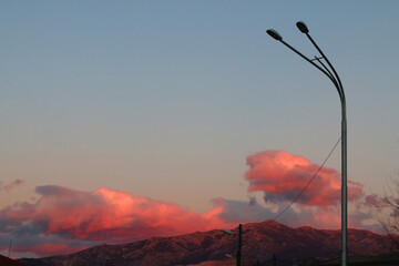 View of beautiful colorful sunset sky.