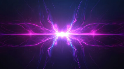 Abstract neon light background with glowing purple energy lines, futuristic and dynamic mood