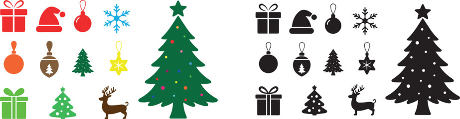 Christmas vector graphic elements set tree gifts ornaments santa reindeer design