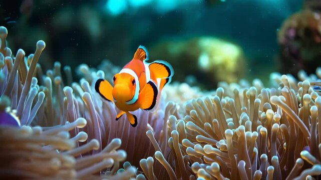 イソギンチャクとクマノミ、海と魚の動画