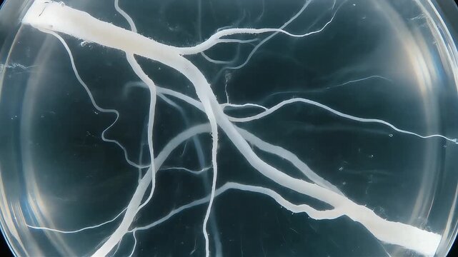 Plasma discharge in a vacuum tube with high voltage.