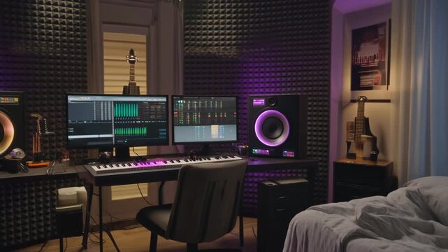 Dramatic shot of a surfer riding a large wave in the ocean at sunset
