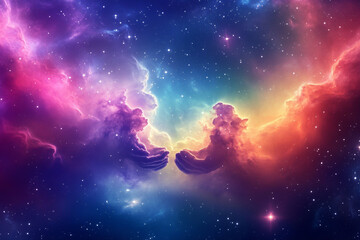 Vibrant Cosmic Cloudscape Illuminated Starfield Deep Space Nebula Formation Colorful Galaxy Exploration Interstellar Phenomenon Abstract Universe Backdrop Outer Space Scenery