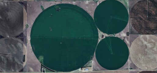 Satellite View of Center Pivot Irrigation and Water Depletion Patterns in the US High Plains