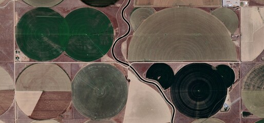 Satellite View of Center Pivot Irrigation and Water Depletion Patterns in the US High Plains
