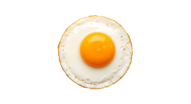 A single fried egg with a perfectly cooked yolk, ready to be enjoyed, isolated on transparent background - Powered by Adobe