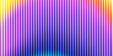 Glass ripple texture with dark gradient background and vivid orange, blue, and lilac light streaks. Futuristic distortion, moody abstract glow, reeded vertical blur. Vector illustration