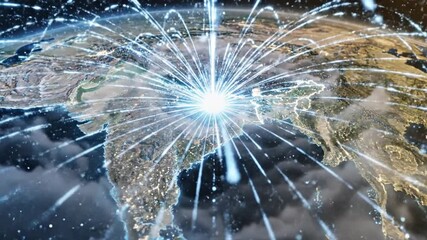 Digital Network Connectivity Spanning Indian subcontinent with Glowing Lights and Data Streams Emerging from Earth at Night