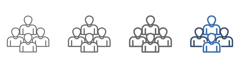 
Outline icon sheet team leader with a design of four people having a discussion