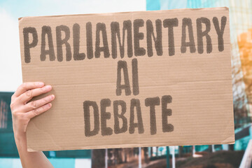 "Parliamentary AI Debate" AI summarizes parliamentary debates efficiently. PARLIAMENTARY. AI. DEBATE. AI. SUMMARIZES.