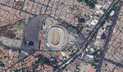 Aerial Satellite View of Major 2026 World Cup Football Stadiums in North America