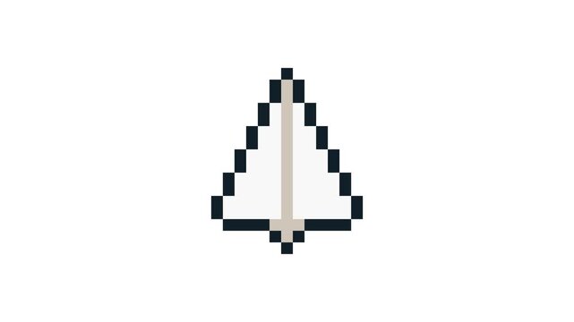 8-bit pixel art paper plane upward. looped animation 4k 30fps