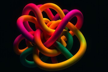 Obraz premium Vibrant intertwined tubular abstract shapes forming complex knot