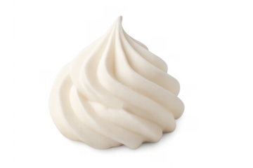 Swirling whipped cream dessert topping on transparent background