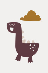 Cute scandinavian dinosaur nursery room wall art decor
