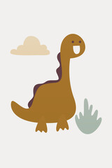 Cute scandinavian dinosaur nursery room wall art decor