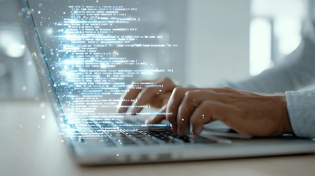 Modern Workspace with Glowing AI Syntax Panel