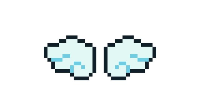 8-bit pixel art sky blue angel wings. looped animation 4k 30fps