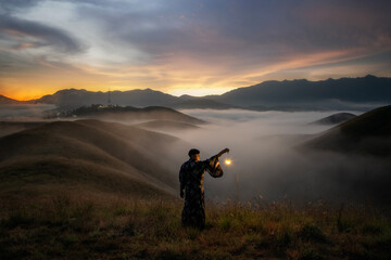 Beautiful morning mist Phu Hua Lon, Xaysomboun, Laos. It is the most suitable place for relaxation and travel.